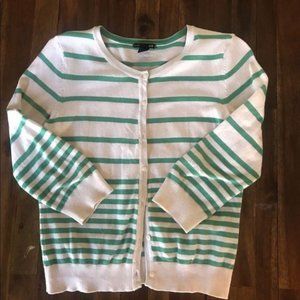 Cream and green H&M striped cardigan